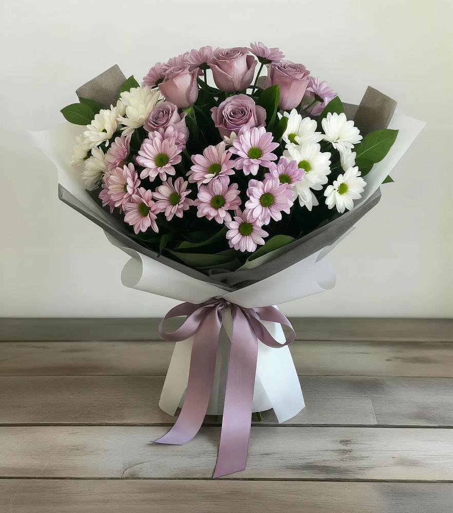 Букет цветов из: Хризантемы и Розы в Незамаевской