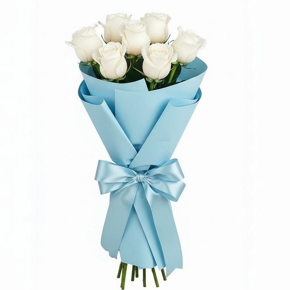 Букет 7 белых роз Проуд в Незамаевской