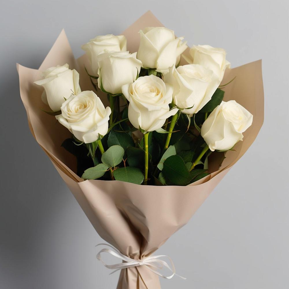 Букет 9 Белых роз Эдлесс Лав в Незамаевской