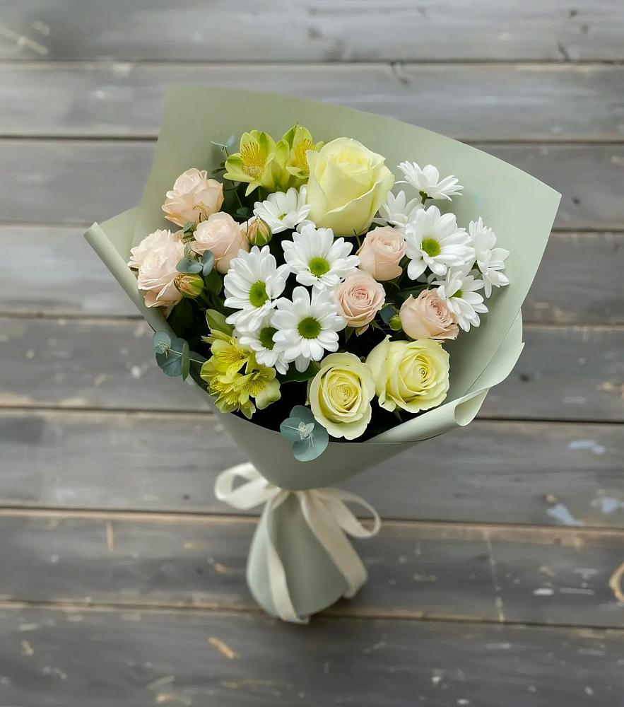 Букет цветов из: Альстромерии, Розы и Хризантемы в Незамаевской