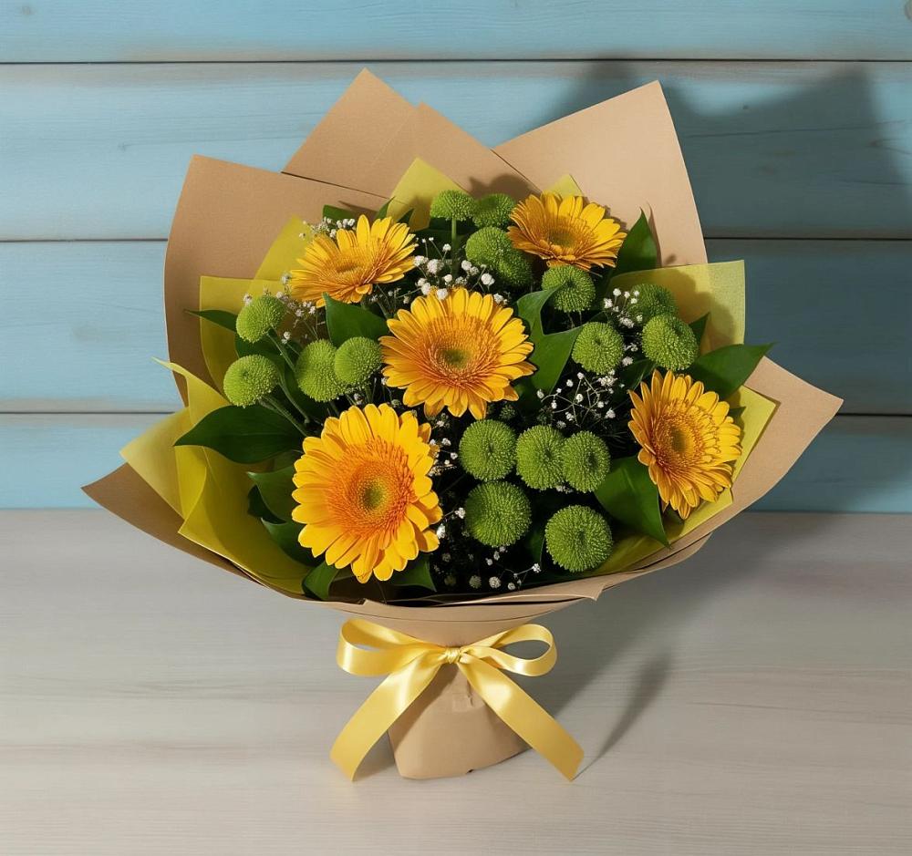 Букет цветов из: Герберы и Хризантемы в Незамаевской