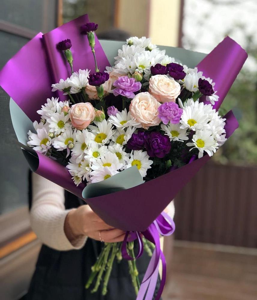 Букет цветов из: Хризантемы, Гвоздики и Розы в Незамаевской