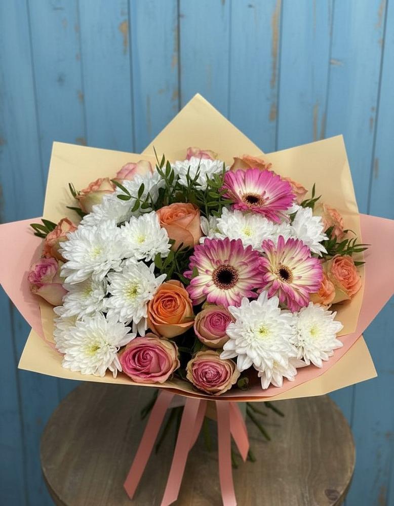 Букет цветов из: Розы, Герберы и Хризантемы в Незамаевской