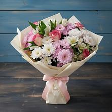 Букет цветов из:  Хризантемы, Альстромерии и Розы #REPLACE_PRED# Незамаевской