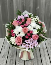 Букет цветов из:  Альстромерии, Гвоздики, Розы и Хризантемы в Незамаевской