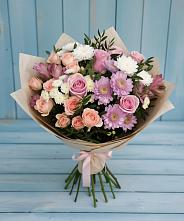 Букет цветов из:  Хризантемы, Розы и Альстромерии в Незамаевской