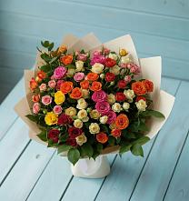 Букет Микс из разноцветных кустовых роз в Незамаевской